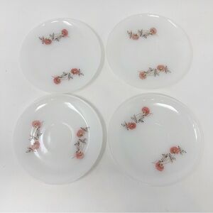 Vintage Fire King Fleurette Opal Tea Cup Saucers